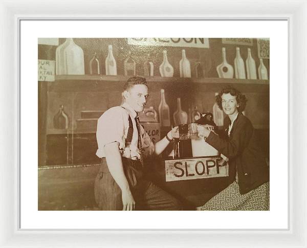 Ray and Shirl At A Bar - Framed Print