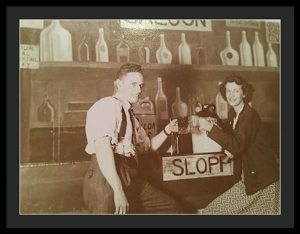 Ray and Shirl At A Bar - Framed Print