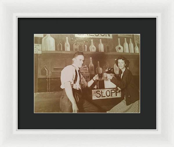 Ray and Shirl At A Bar - Framed Print