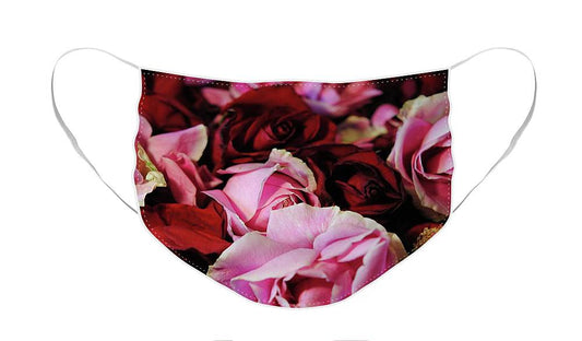 Red and Pink Rose Heads - Face Mask