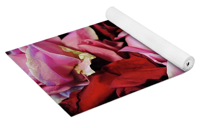 Red and Pink Rose Heads - Yoga Mat