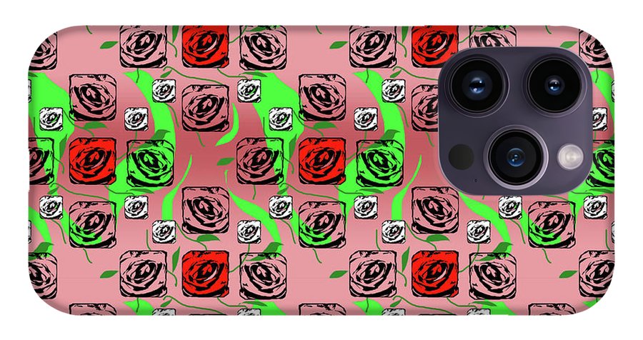 Red and White Roses Pattern On Pink - Phone Case