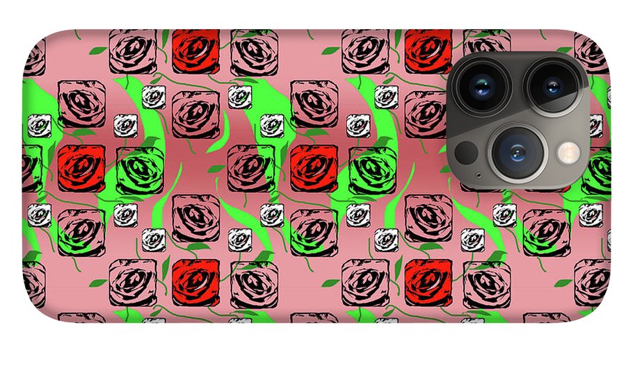Red and White Roses Pattern On Pink - Phone Case