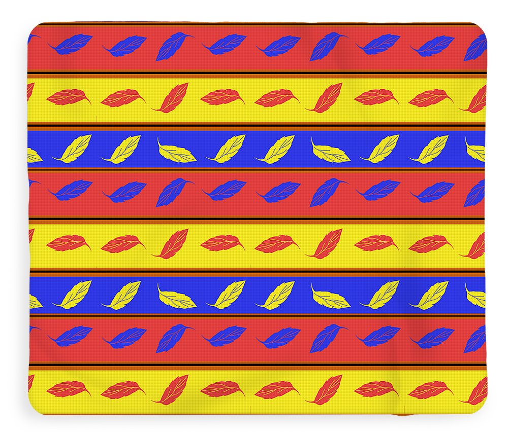 Red Blue Yellow Leaves Stripes - Blanket