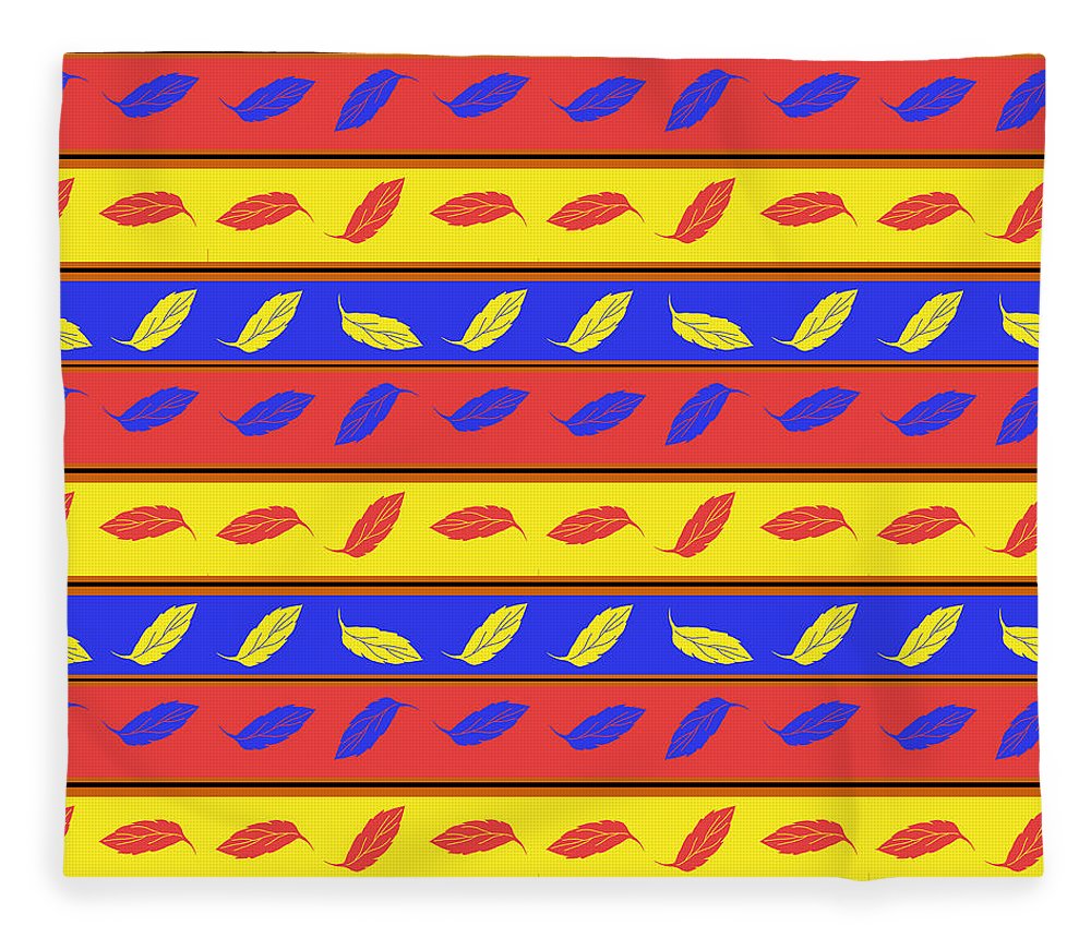 Red Blue Yellow Leaves Stripes - Blanket
