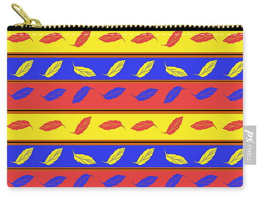 Red Blue Yellow Leaves Stripes - Carry-All Pouch