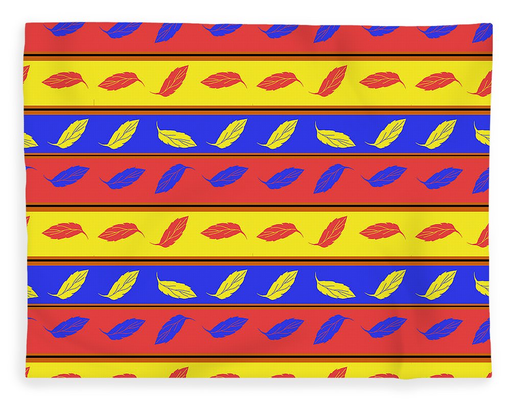 Red Blue Yellow Leaves Stripes - Blanket