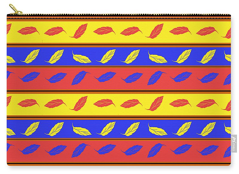 Red Blue Yellow Leaves Stripes - Carry-All Pouch