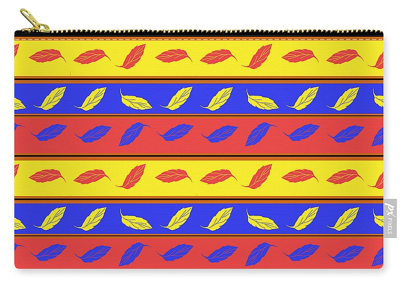 Red Blue Yellow Leaves Stripes - Carry-All Pouch