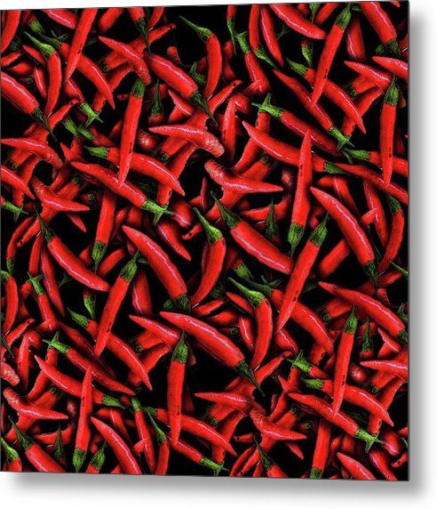 Red Chili Peppers Pattern - Metal Print