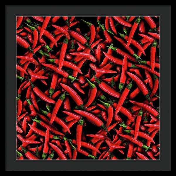 Red Chili Peppers Pattern - Framed Print