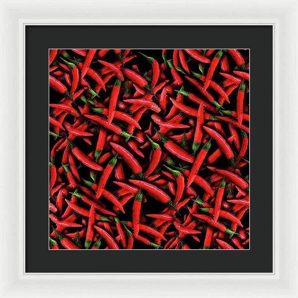 Red Chili Peppers Pattern - Framed Print