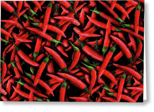 Red Chili Peppers Pattern - Greeting Card