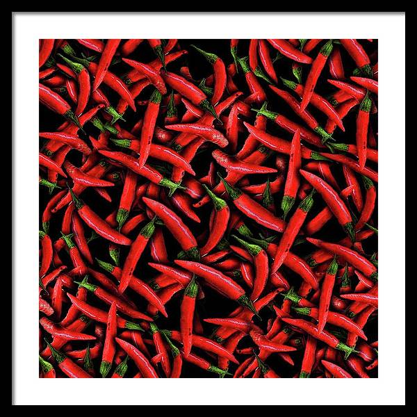 Red Chili Peppers Pattern - Framed Print