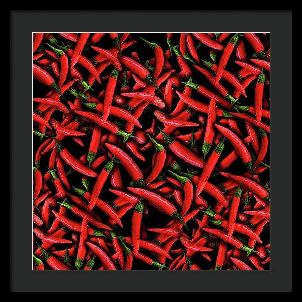 Red Chili Peppers Pattern - Framed Print