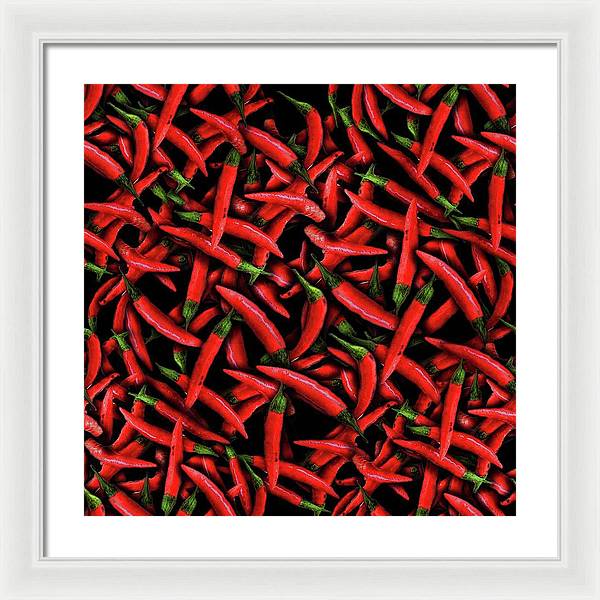 Red Chili Peppers Pattern - Framed Print