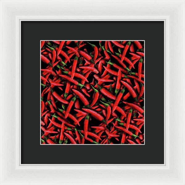 Red Chili Peppers Pattern - Framed Print