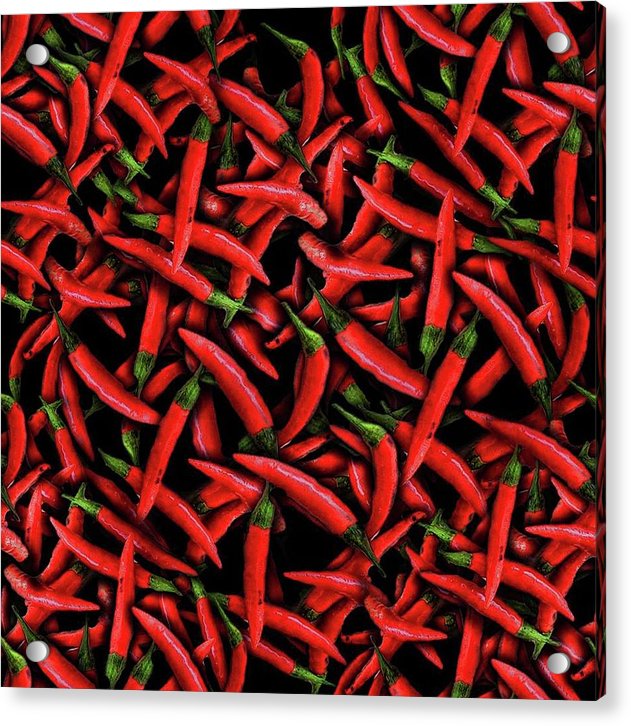 Red Chili Peppers Pattern - Acrylic Print