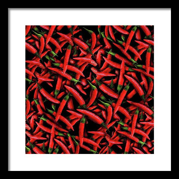 Red Chili Peppers Pattern - Framed Print