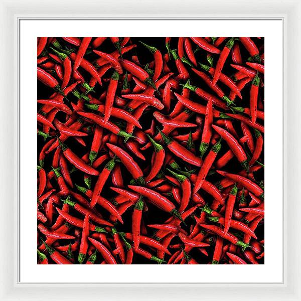 Red Chili Peppers Pattern - Framed Print