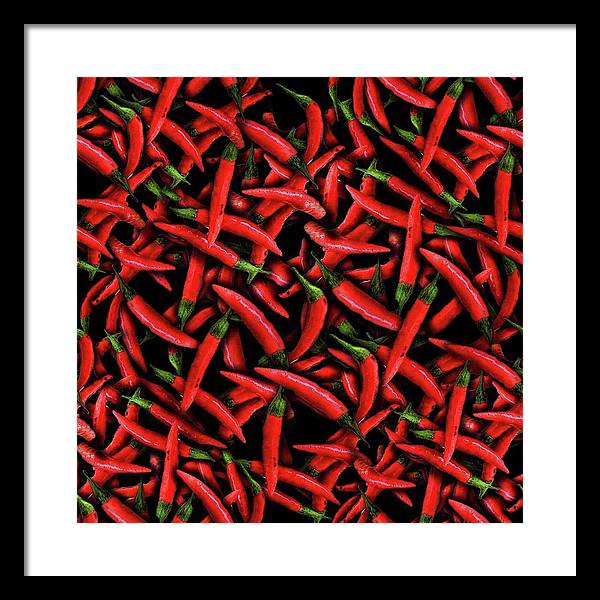 Red Chili Peppers Pattern - Framed Print