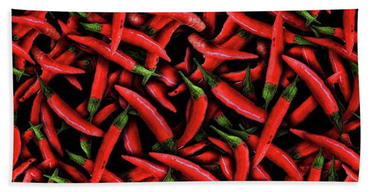 Red Chili Peppers Pattern - Bath Towel
