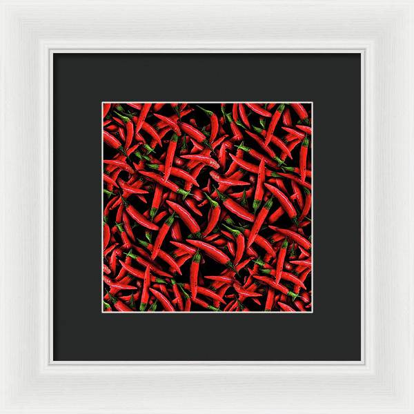 Red Chili Peppers Pattern - Framed Print