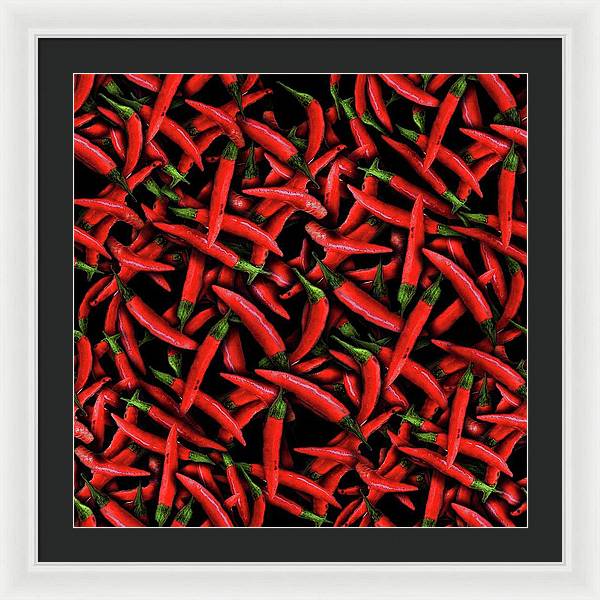 Red Chili Peppers Pattern - Framed Print