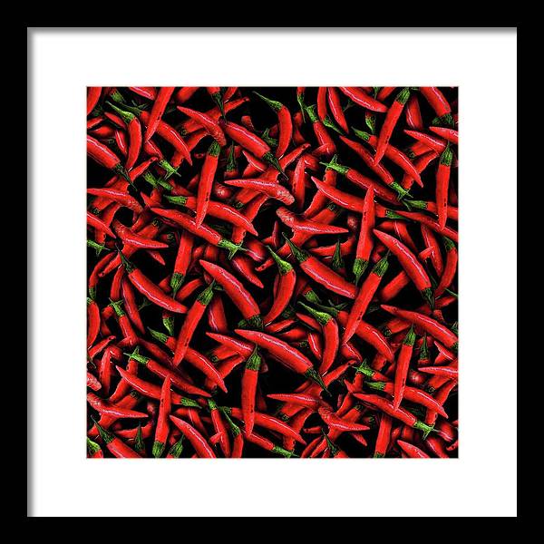 Red Chili Peppers Pattern - Framed Print