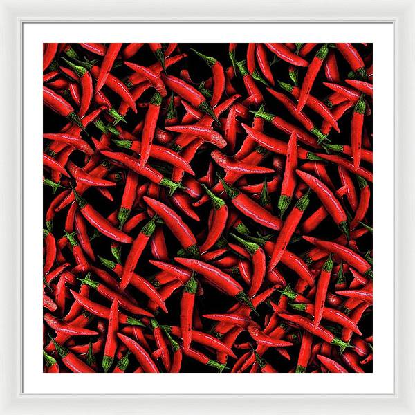 Red Chili Peppers Pattern - Framed Print