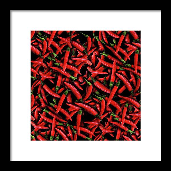 Red Chili Peppers Pattern - Framed Print