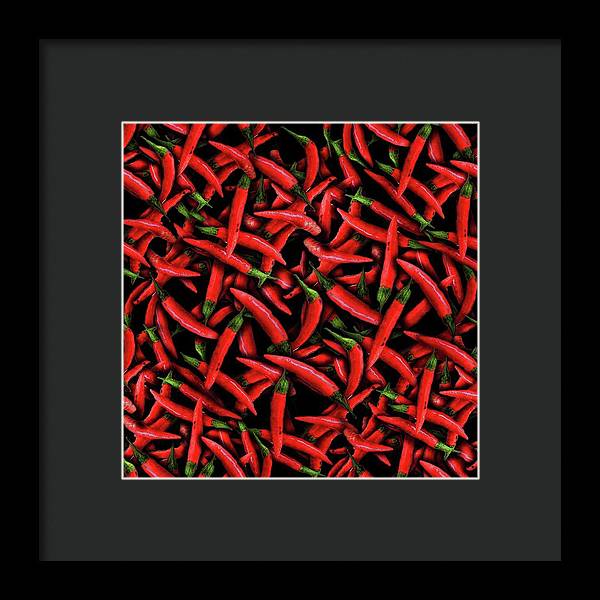 Red Chili Peppers Pattern - Framed Print