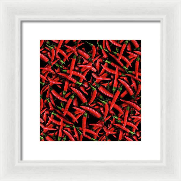 Red Chili Peppers Pattern - Framed Print