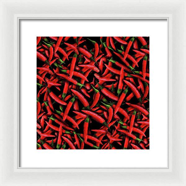 Red Chili Peppers Pattern - Framed Print