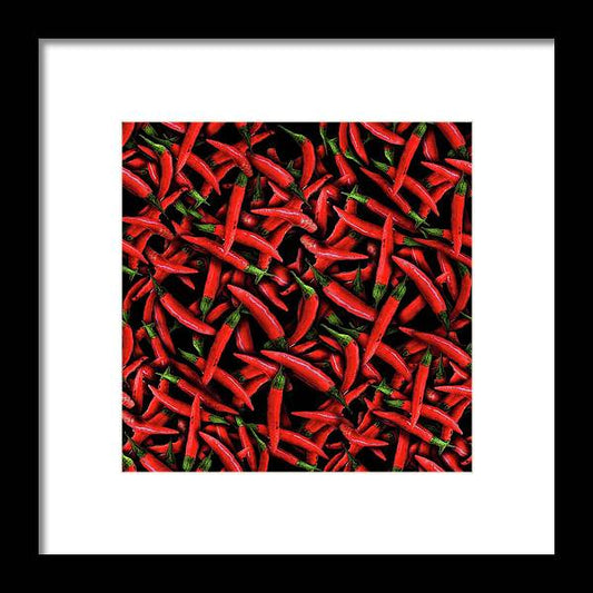 Red Chili Peppers Pattern - Framed Print