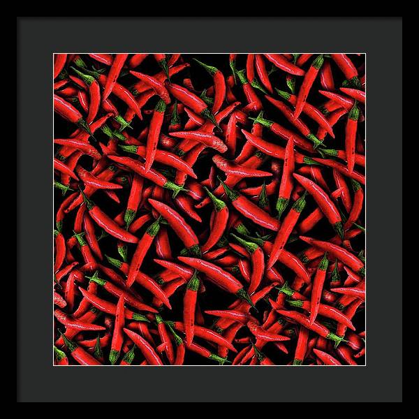 Red Chili Peppers Pattern - Framed Print