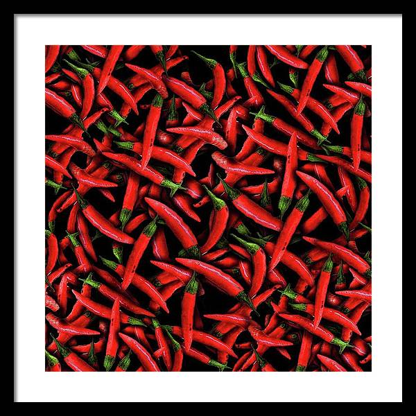 Red Chili Peppers Pattern - Framed Print