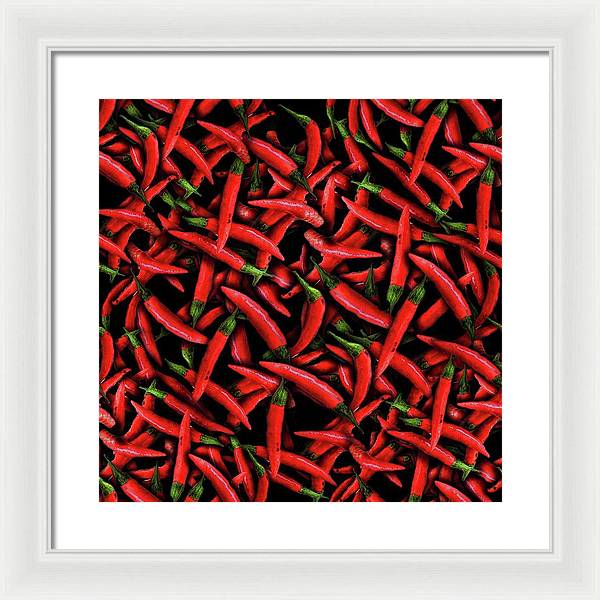 Red Chili Peppers Pattern - Framed Print