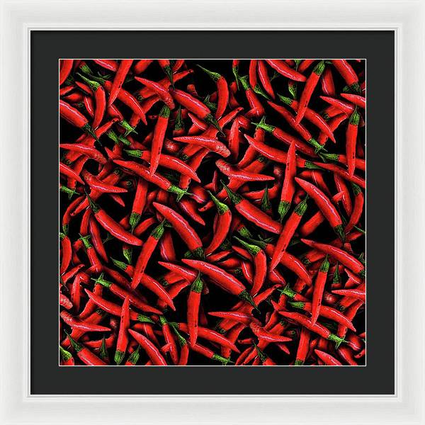 Red Chili Peppers Pattern - Framed Print