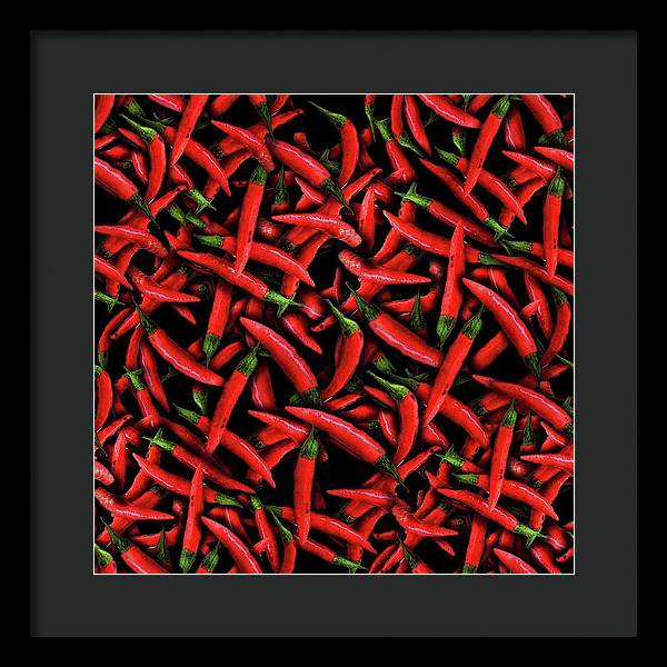 Red Chili Peppers Pattern - Framed Print