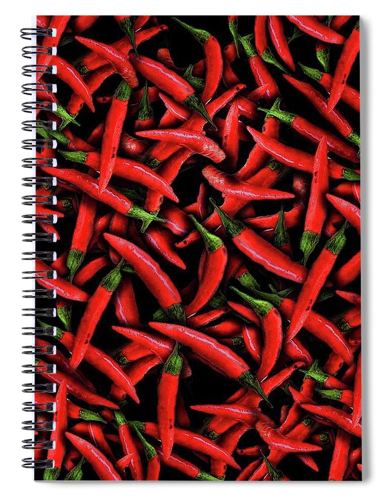 Red Chili Peppers Pattern - Spiral Notebook