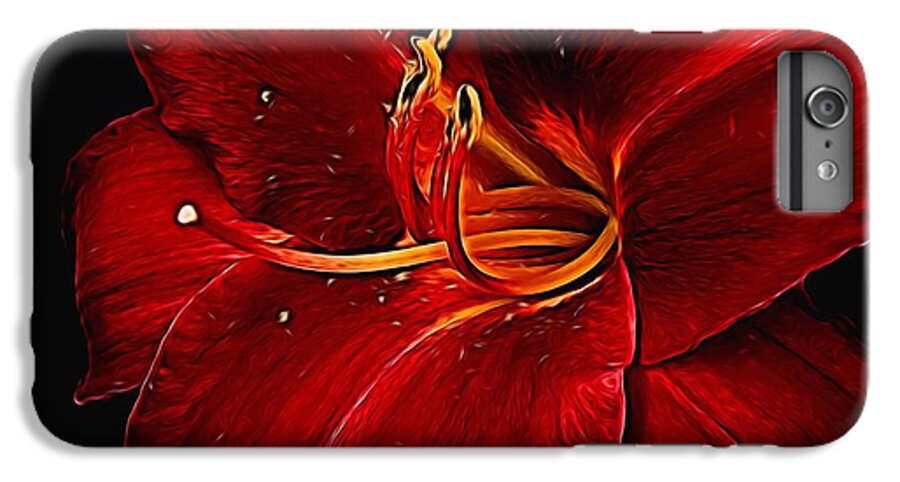 Red Daylily On Black - Phone Case