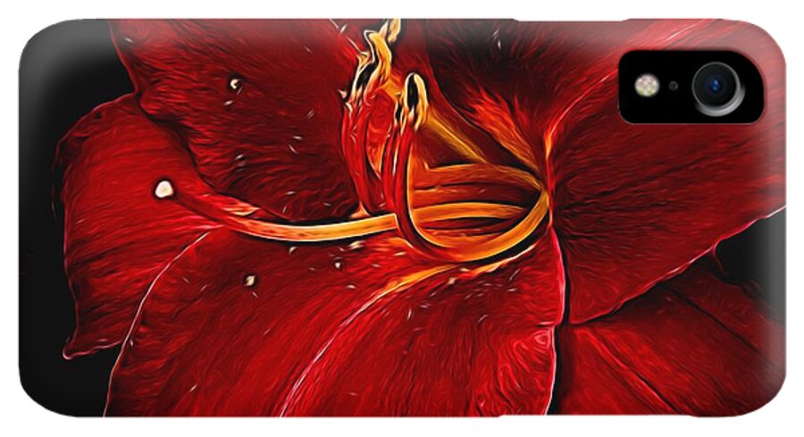 Red Daylily On Black - Phone Case