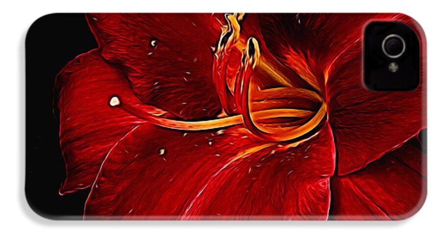 Red Daylily On Black - Phone Case