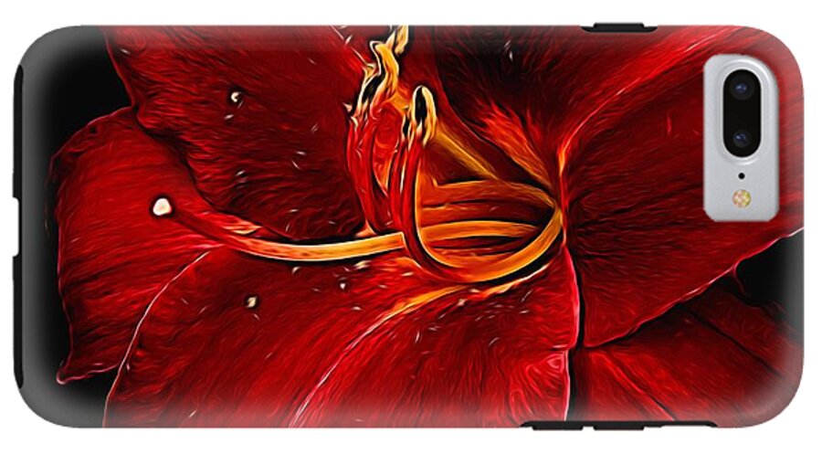 Red Daylily On Black - Phone Case