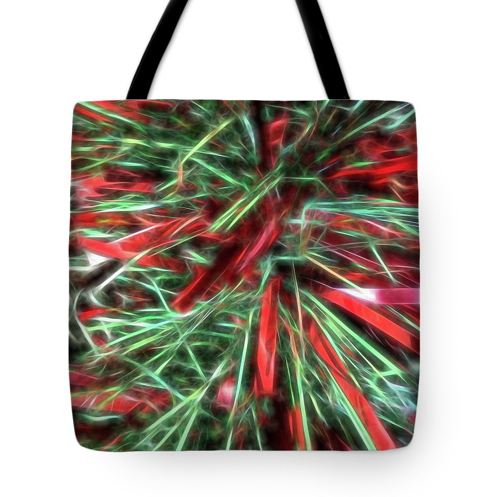 Red Green Christmas Garland Abstract - Tote Bag