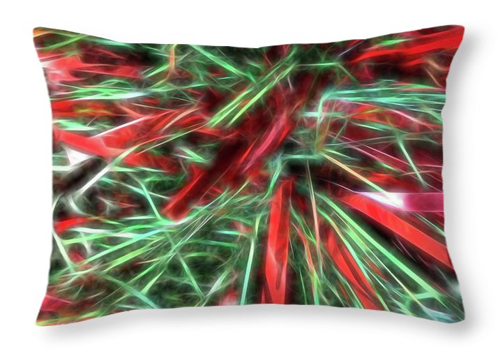 Red Green Christmas Garland Abstract - Throw Pillow
