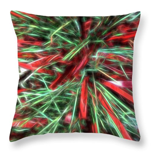 Red Green Christmas Garland Abstract - Throw Pillow