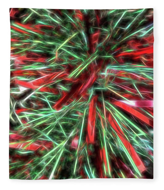 Red Green Christmas Garland Abstract - Blanket
