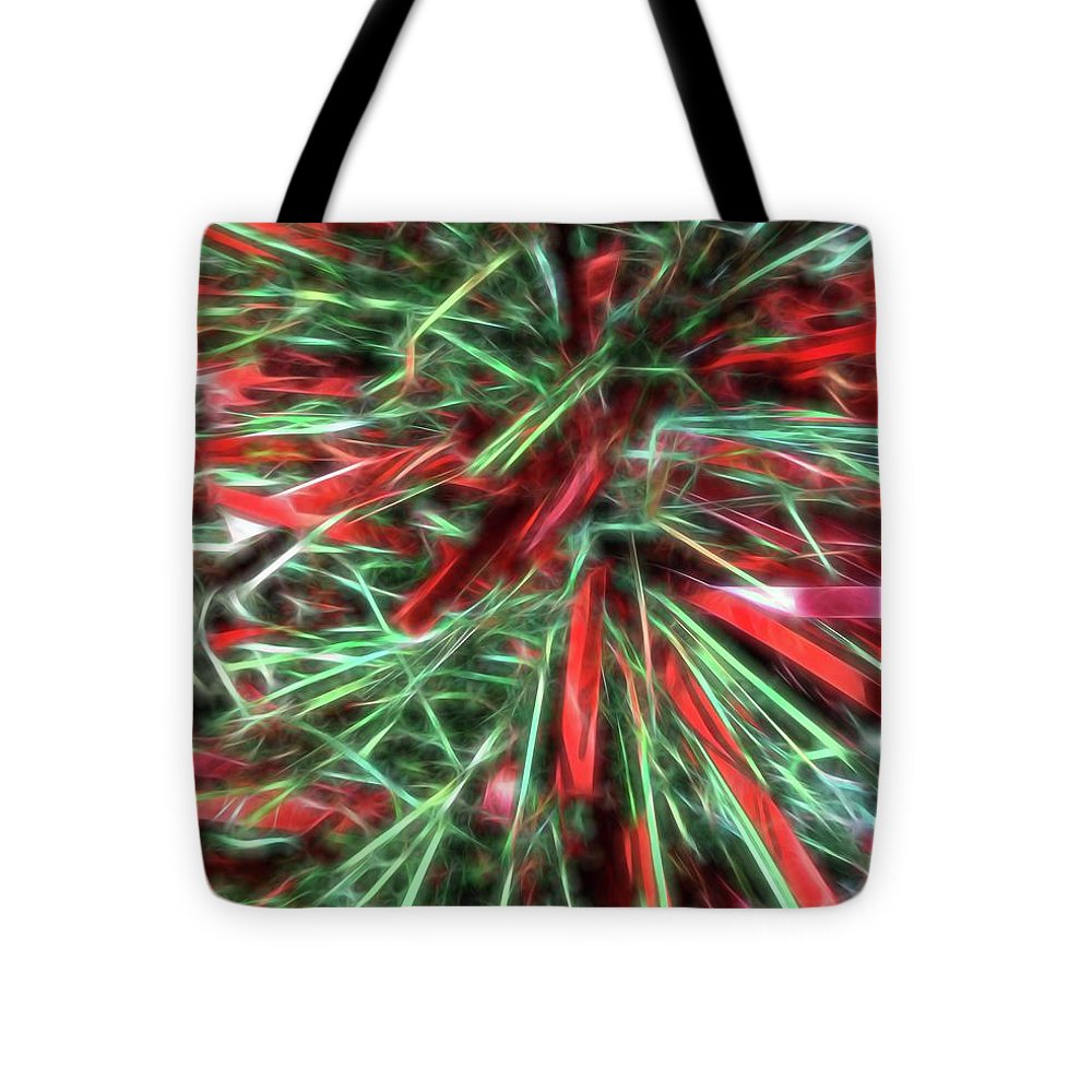 Red Green Christmas Garland Abstract - Tote Bag